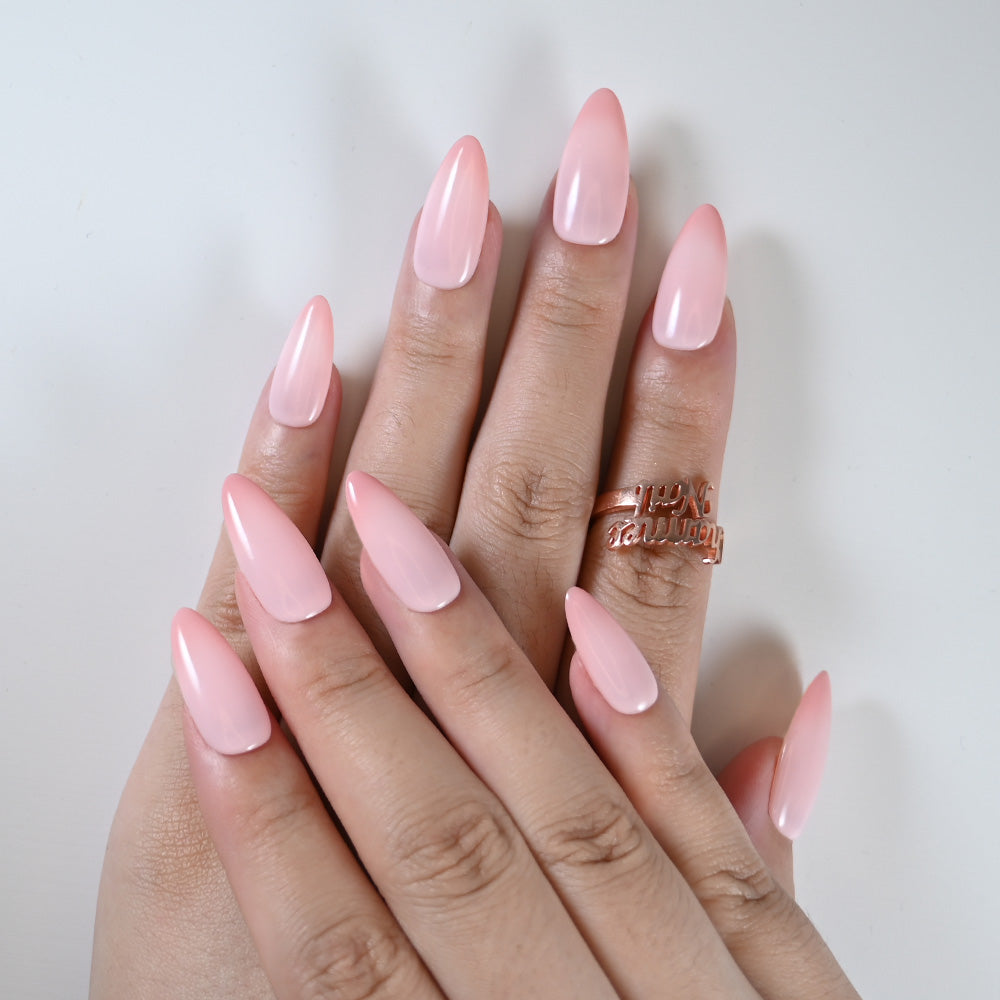 Soft pastel pink ombre nails, elegant and natural manicure look