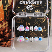 Playful kawaii nails with 3D bunny face, rainbow candy, and bright heart charm