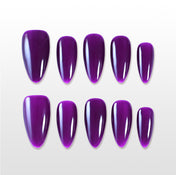 Handmade medium purple acrylic nails with glossy jelly shine, reusable